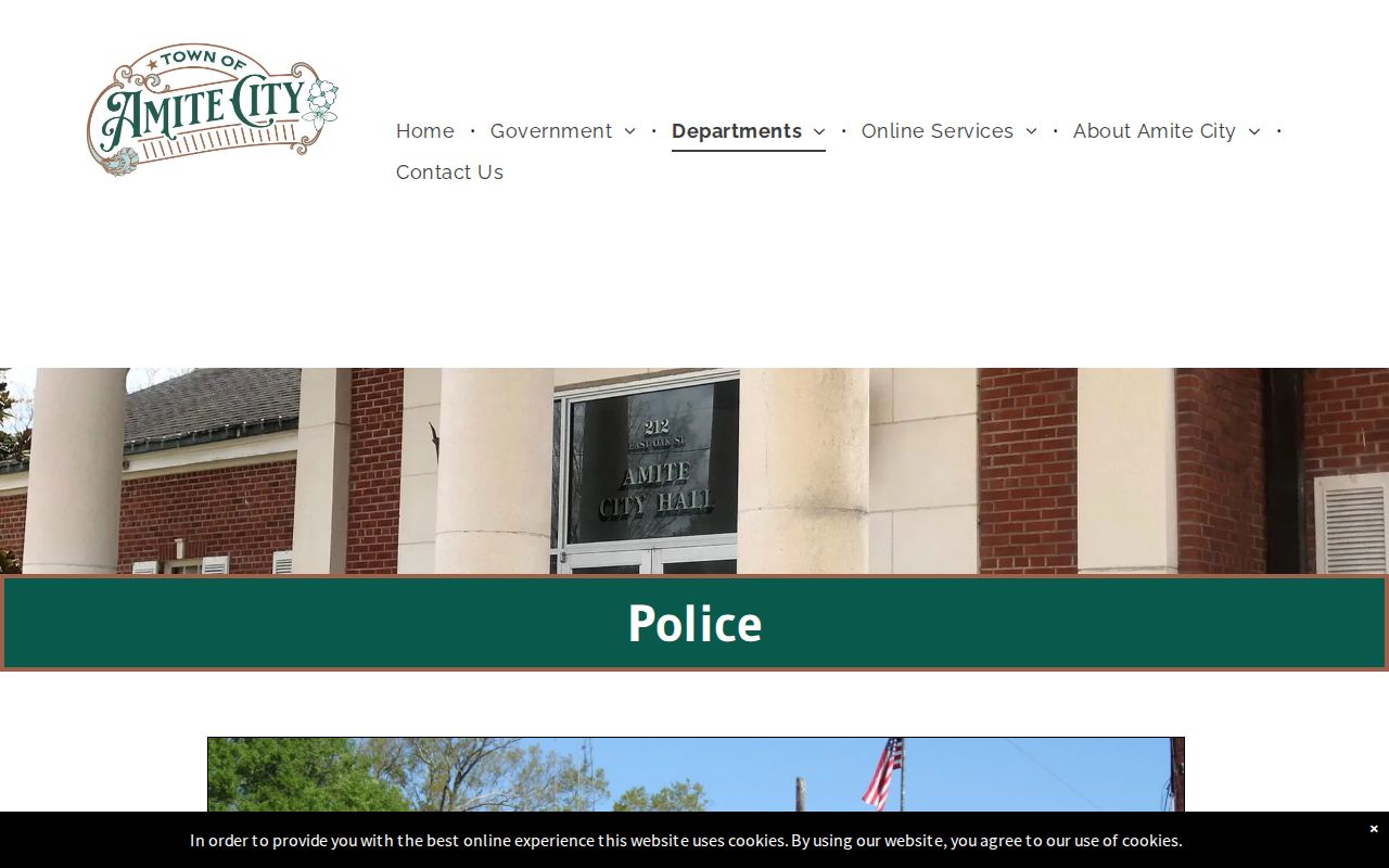 Amite City police contact page for Tangipahoa Parish municipal warrant questions