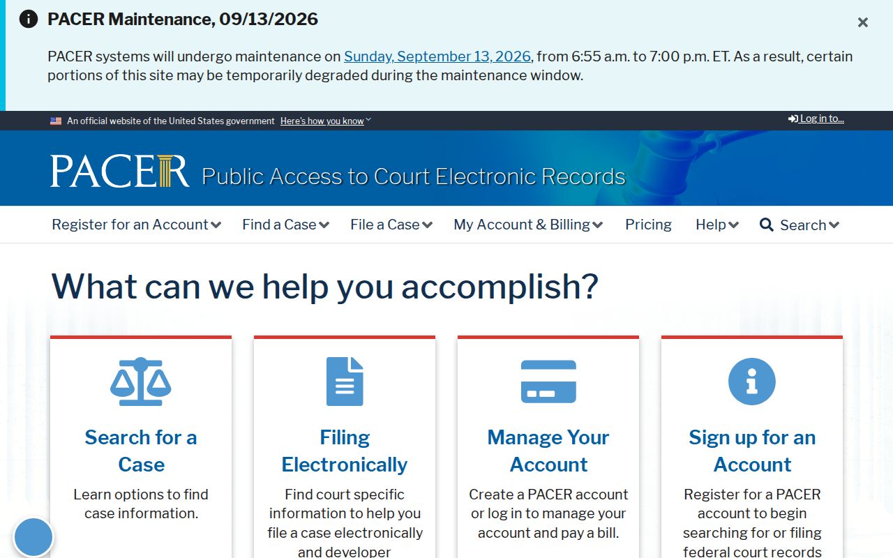 Federal court docket access interface for a Tangipahoa Parish federal warrant question